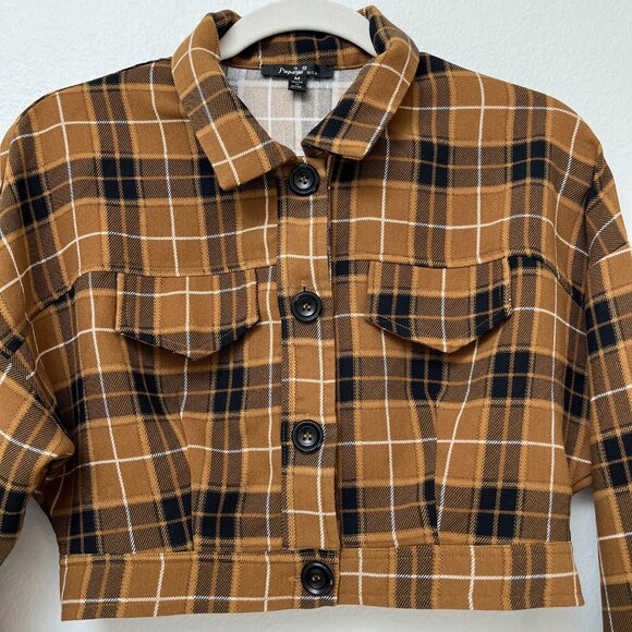 Papaya Vintage Style Clueless Mustard Plaid Two Piece Cropped Jacket & Pants M - Picture 4 of 16